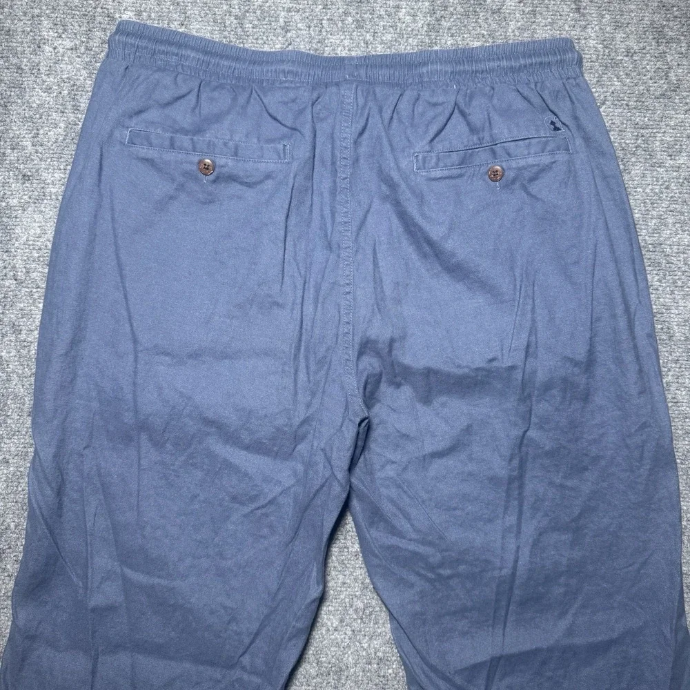 Dandy Del Mar Linen Blend Drawstring Pants Navy Blue Men Large Coconut Button
